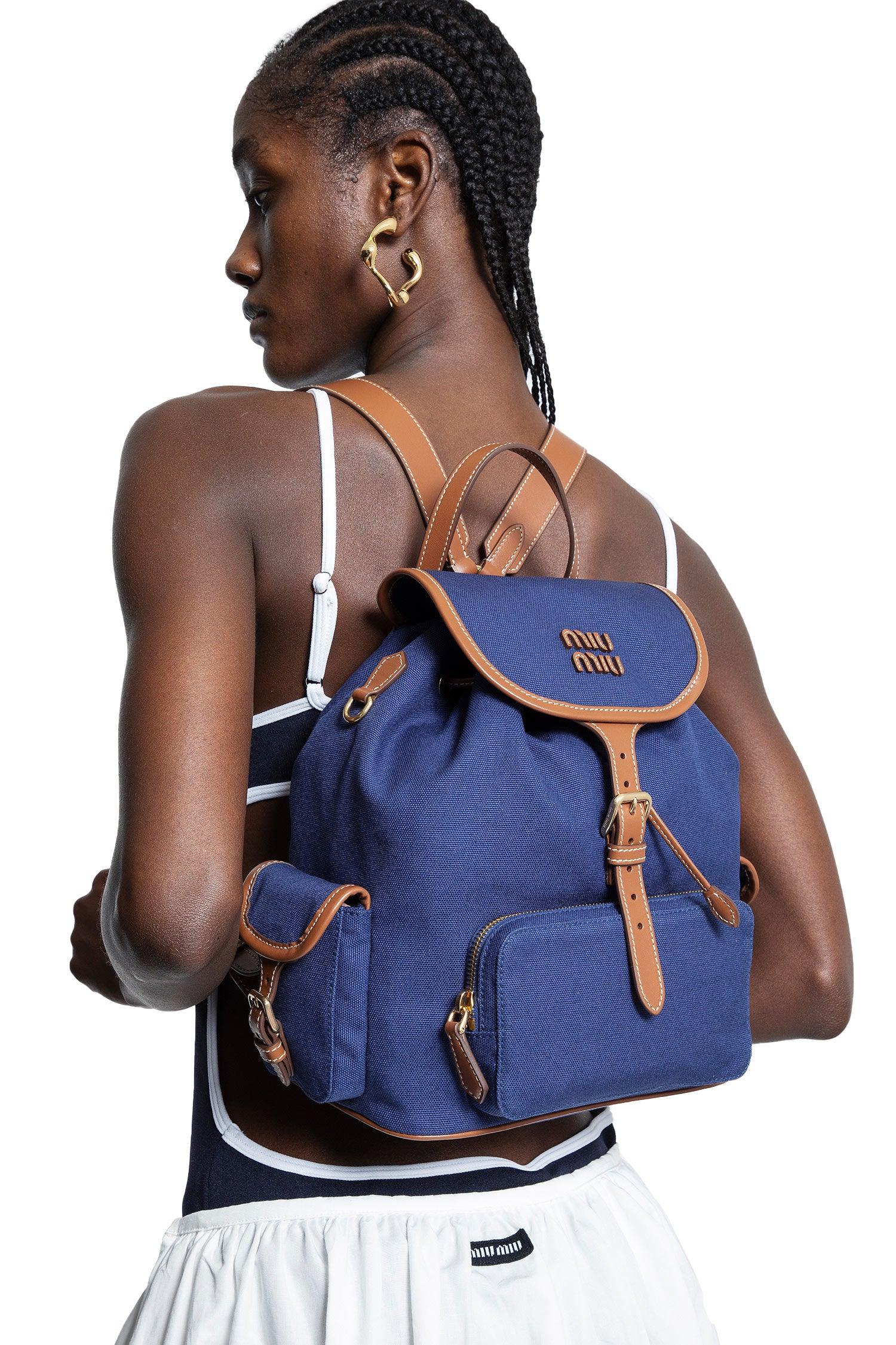MIU MIU WOMAN BLUE BACKPACKS & TRAVEL BAGS - Antonioli.eu