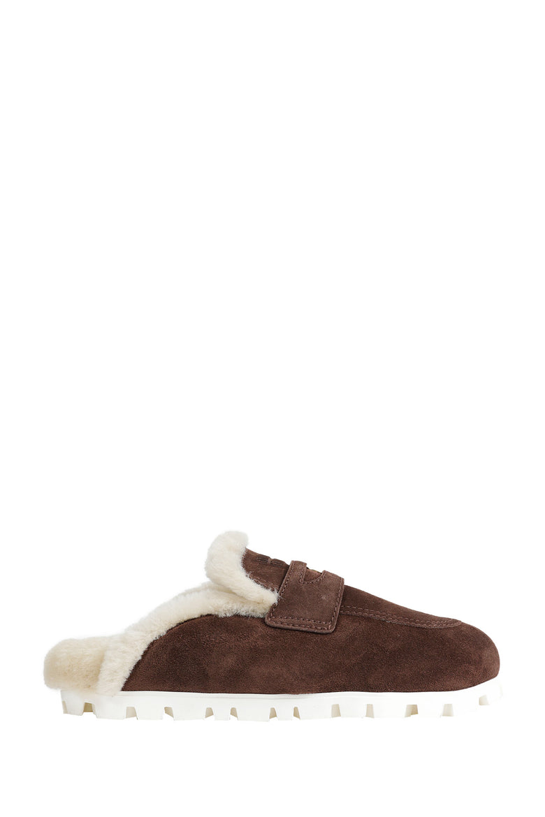 MIU MIU Shearling-lined Suede Mules woman