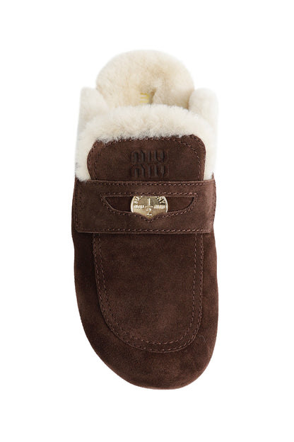 Shearling-lined Suede Mules