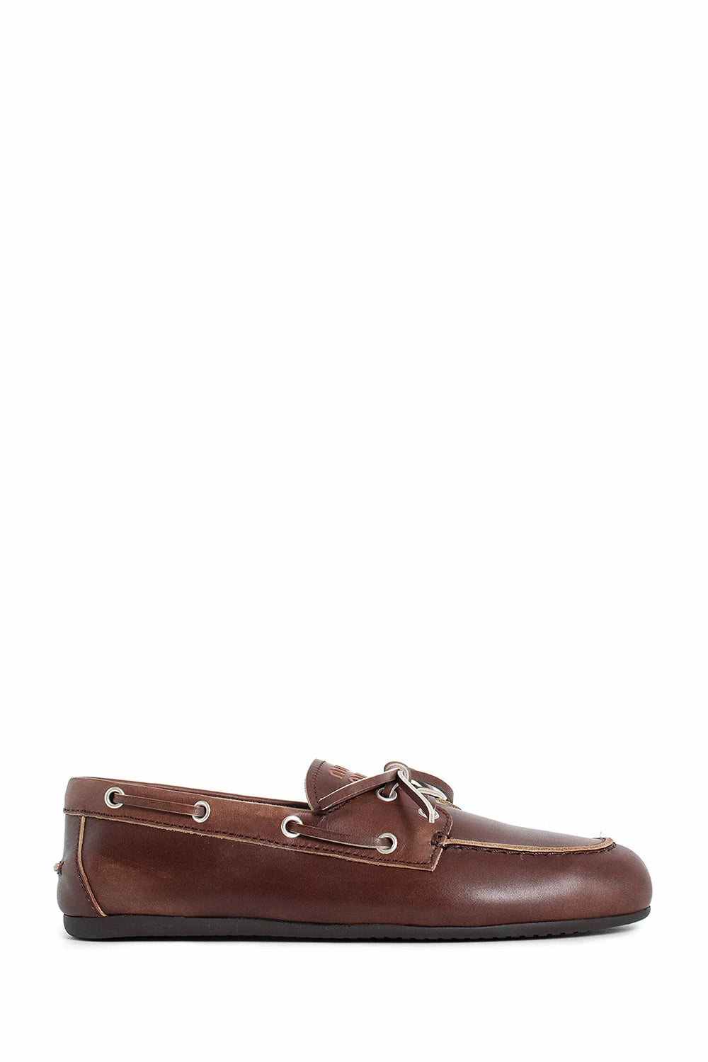 MIU MIU Unlined bleached leather loafers woman