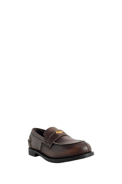 Vintage-effect Leather Penny Loafers