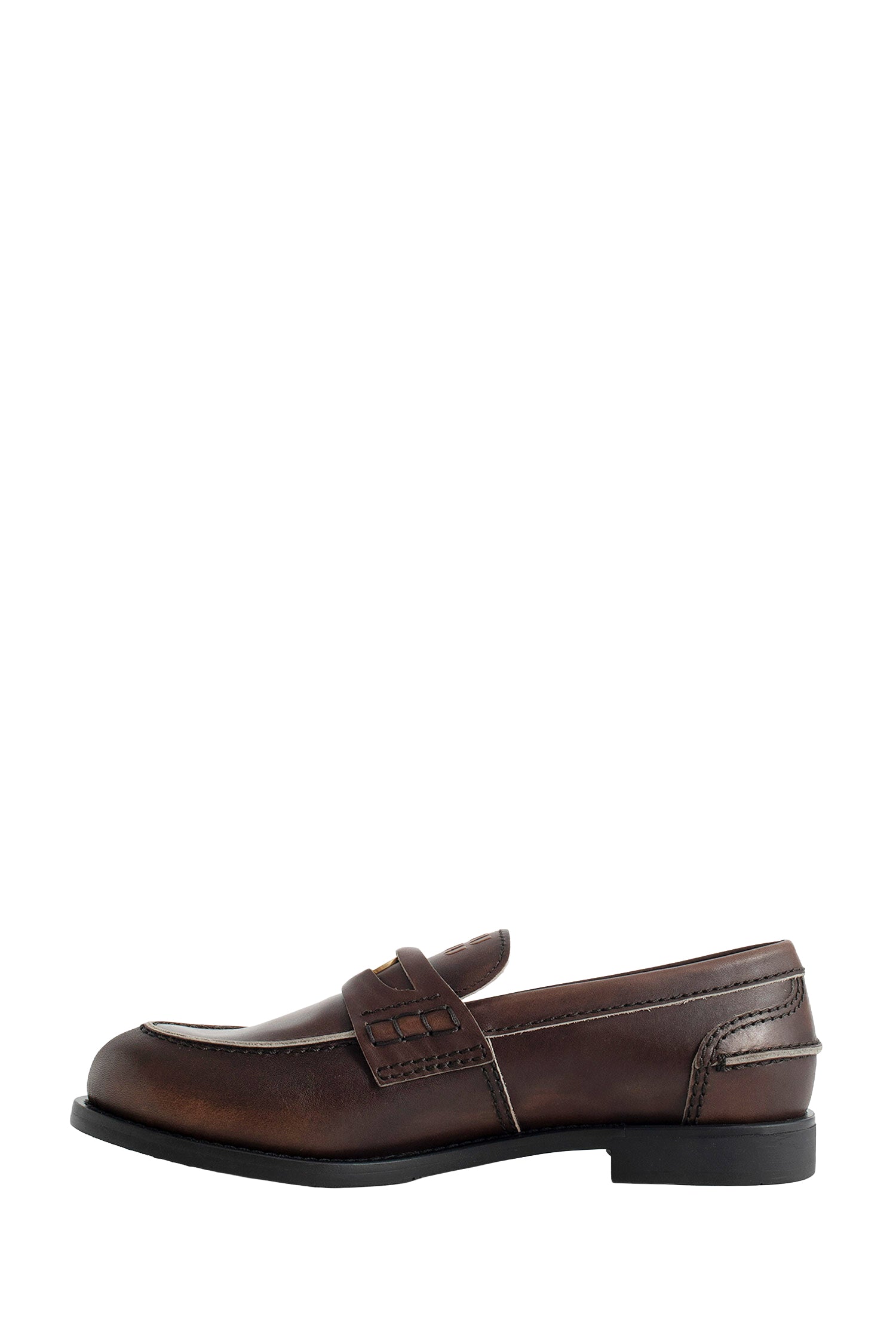 Vintage-effect Leather Penny Loafers