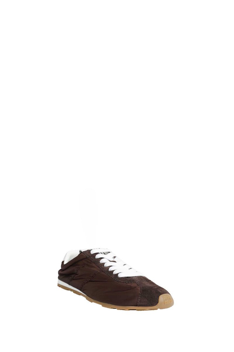 MIU MIU Plume Technical Fabric And Suede Sneakers woman