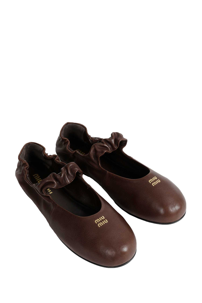 MIU MIU Ruches Nappa Leather Ballerinas woman