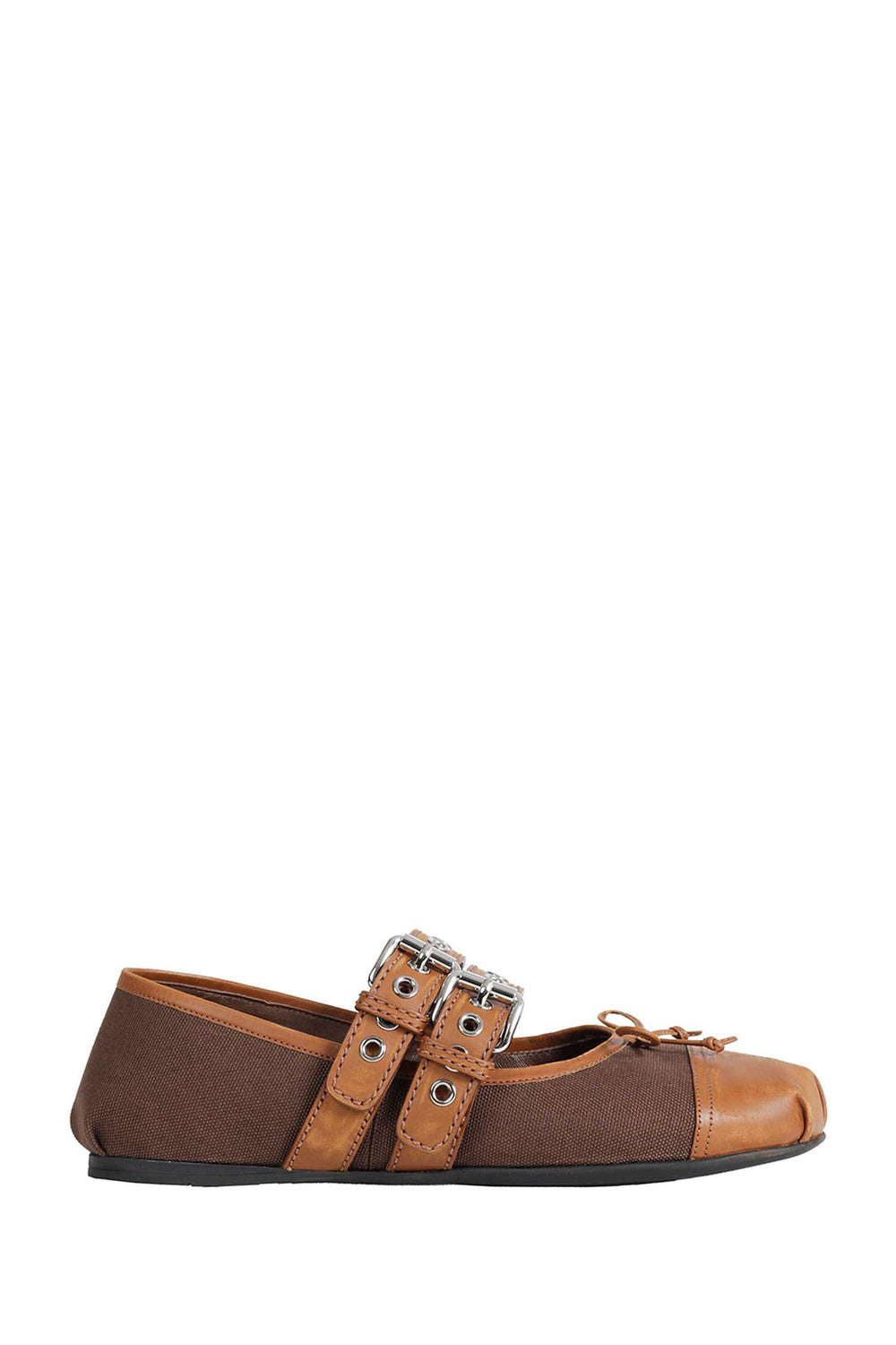 MIU MIU Canvas and Leather Ballerinas woman