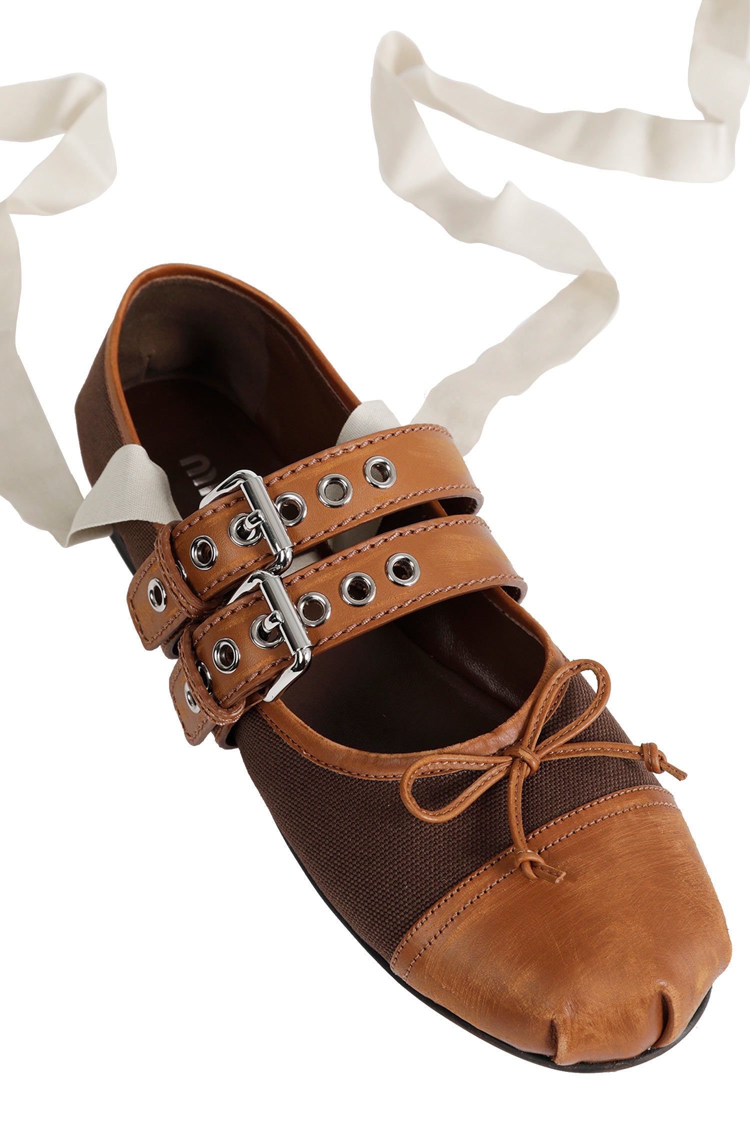 Canvas and Leather Ballerinas