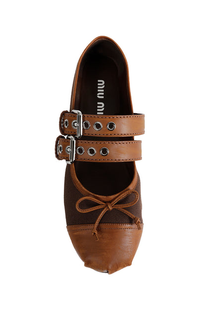 Canvas and Leather Ballerinas