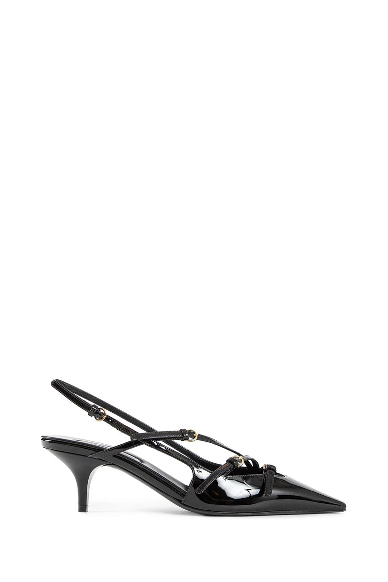 Patent leather slingbacks with buckles - Antonioli.eu