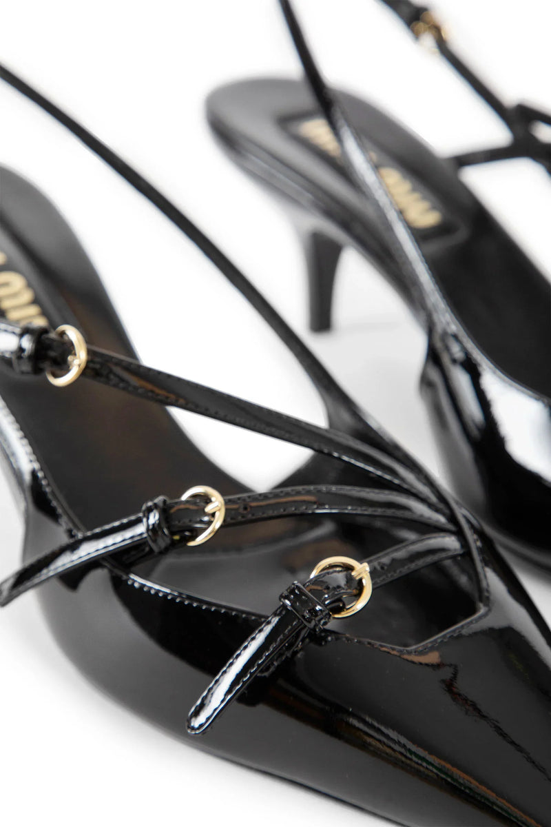 Patent leather slingbacks with buckles - Antonioli.eu