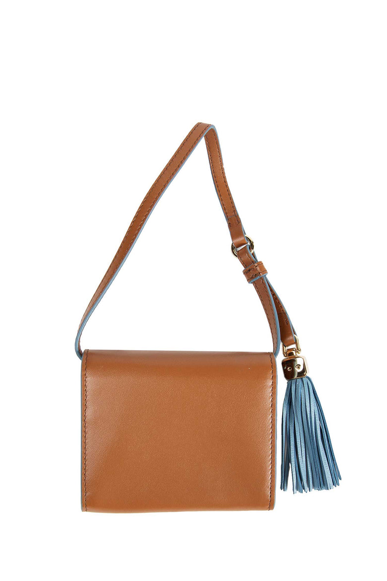Leather wallet with shoulder strap