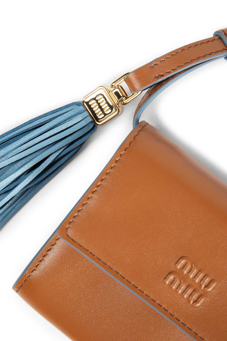 Leather wallet with shoulder strap
