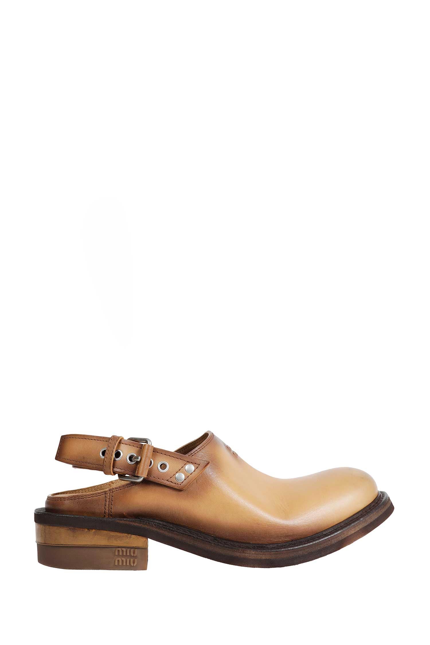 MIU MIU Foule Leather Mules woman