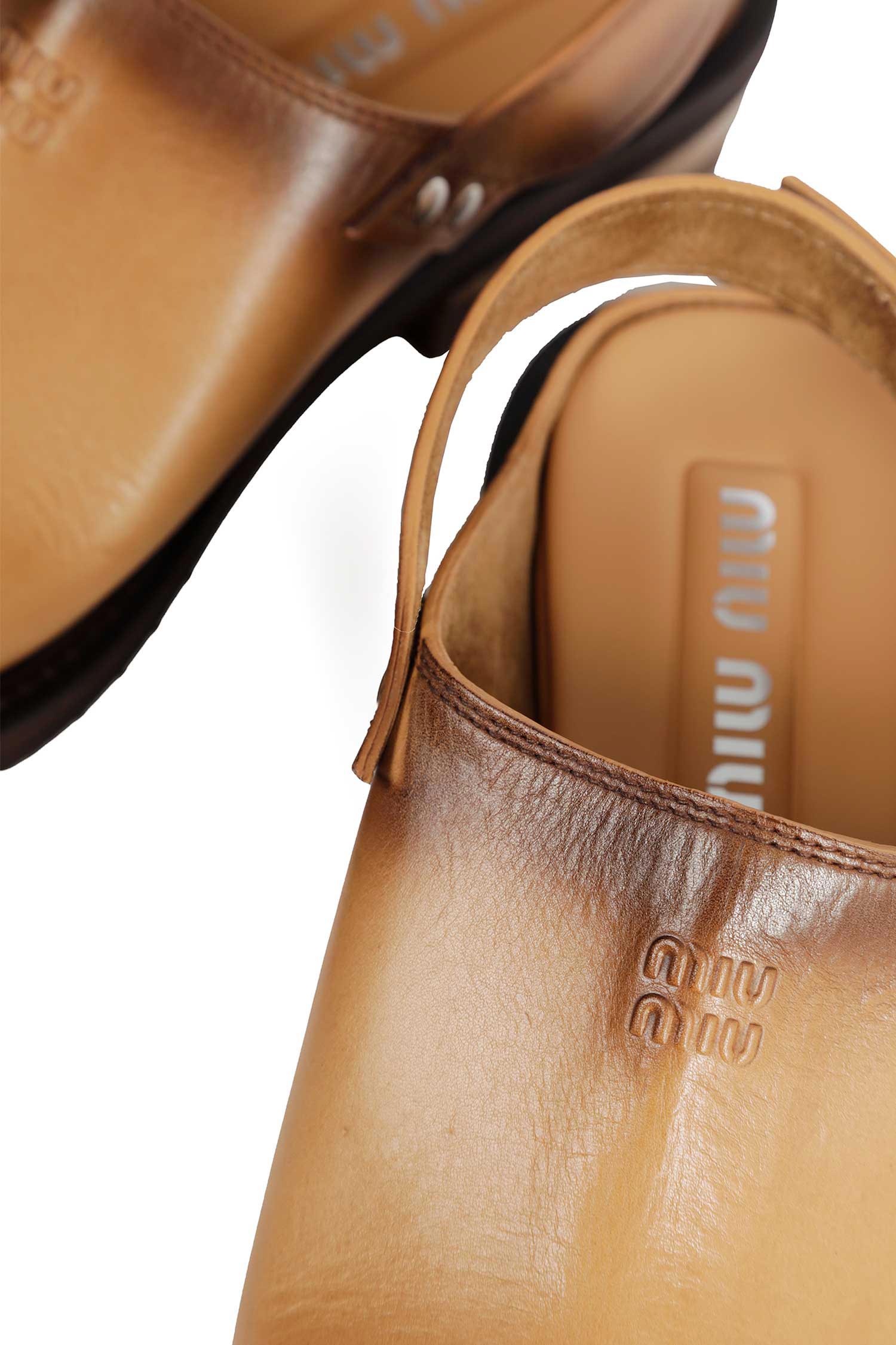 MIU MIU Foule Leather Mules woman