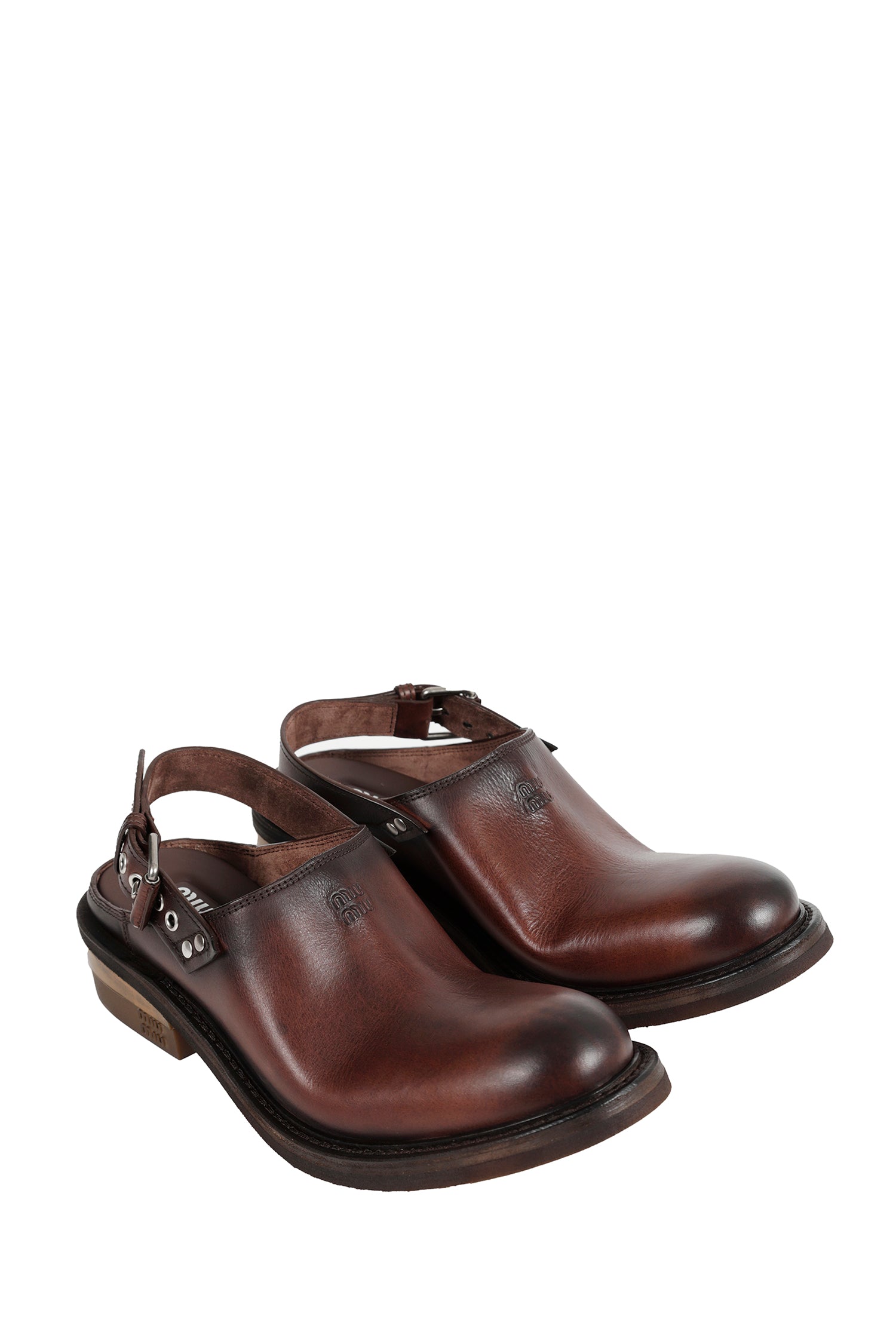 MIU MIU Foule Leather Mules woman