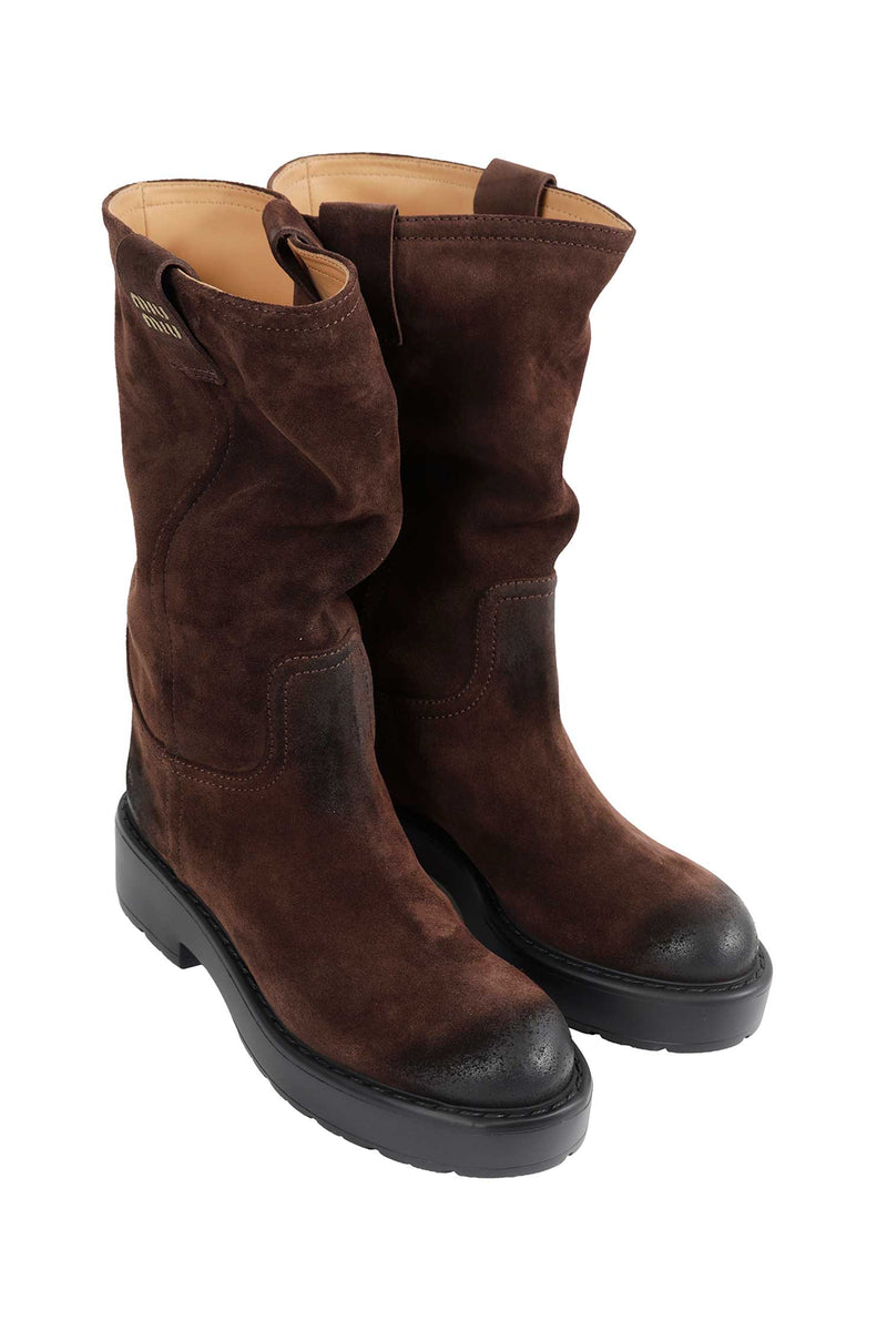 MIU MIU Foule Suede Boots woman