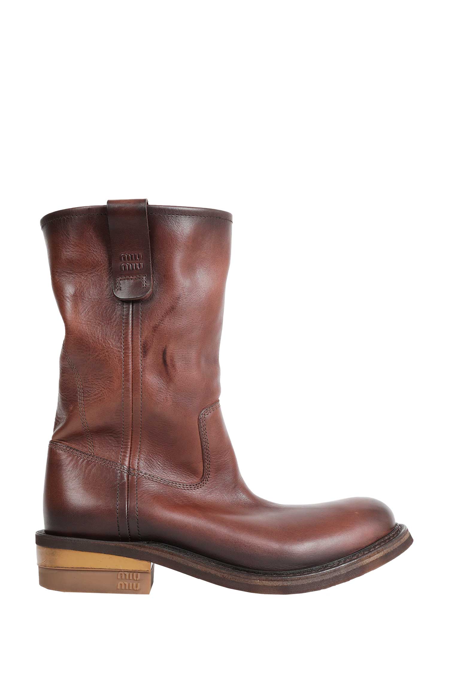 MIU MIU Foule Leather Boots woman