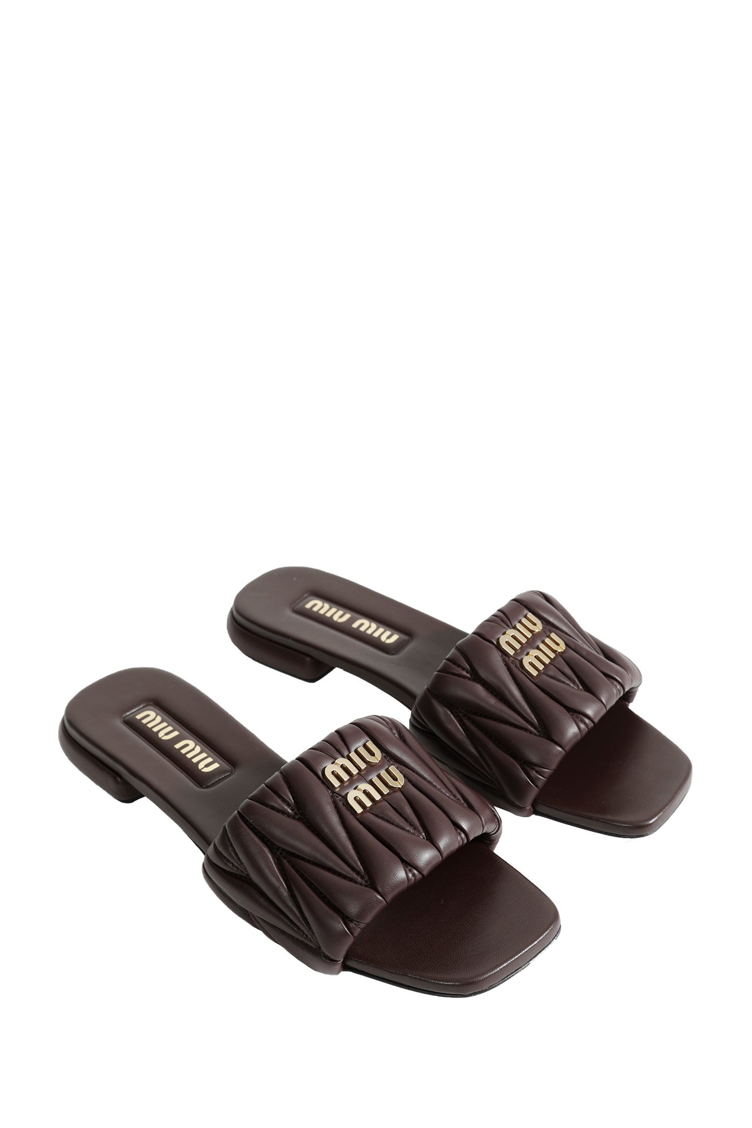 MIU MIU Matelassé Nappa Leather Slides woman