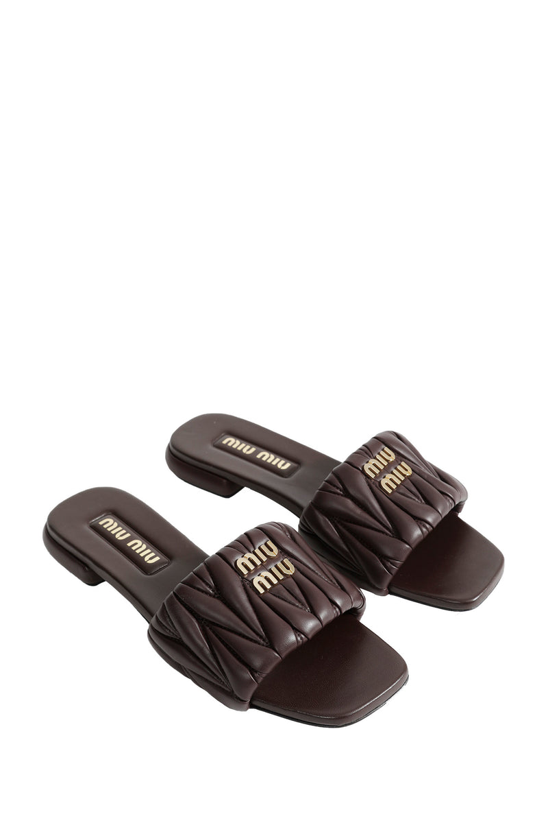 MIU MIU Matelassé Nappa Leather Slides woman