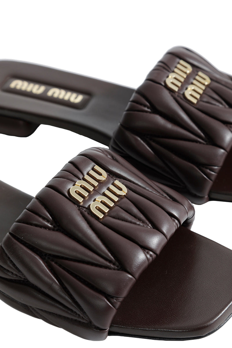 MIU MIU Matelassé Nappa Leather Slides woman