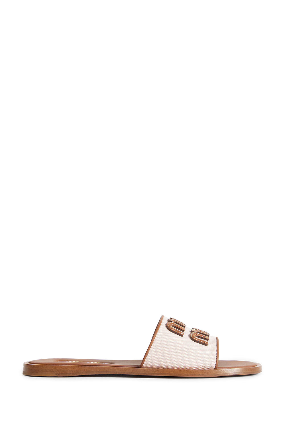 MIU MIU Canvas and Leather Slides woman