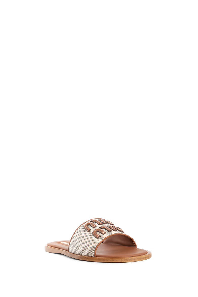 MIU MIU WOMAN BEIGE SANDALS & SLIDES