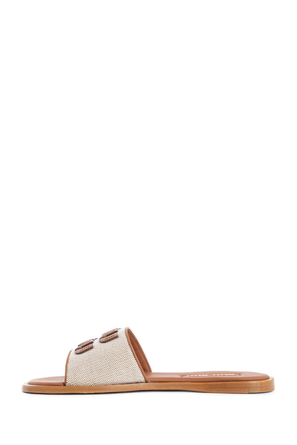 MIU MIU WOMAN BEIGE SANDALS & SLIDES