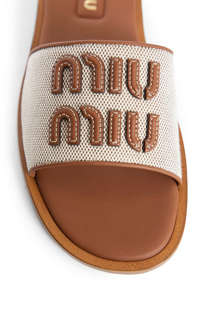 MIU MIU WOMAN BEIGE SANDALS & SLIDES