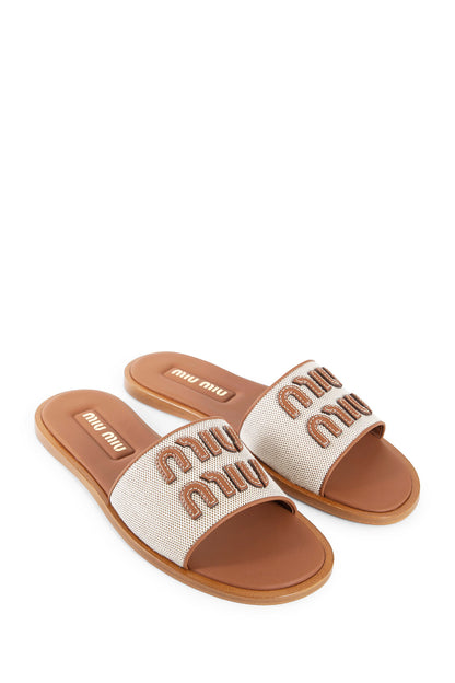 MIU MIU WOMAN BEIGE SANDALS & SLIDES