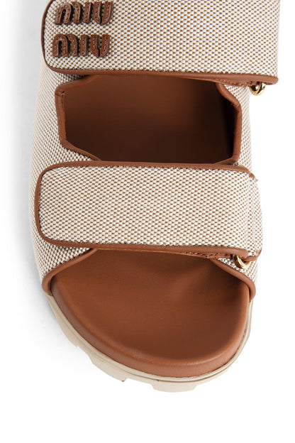 MIU MIU WOMAN BEIGE SANDALS & SLIDES