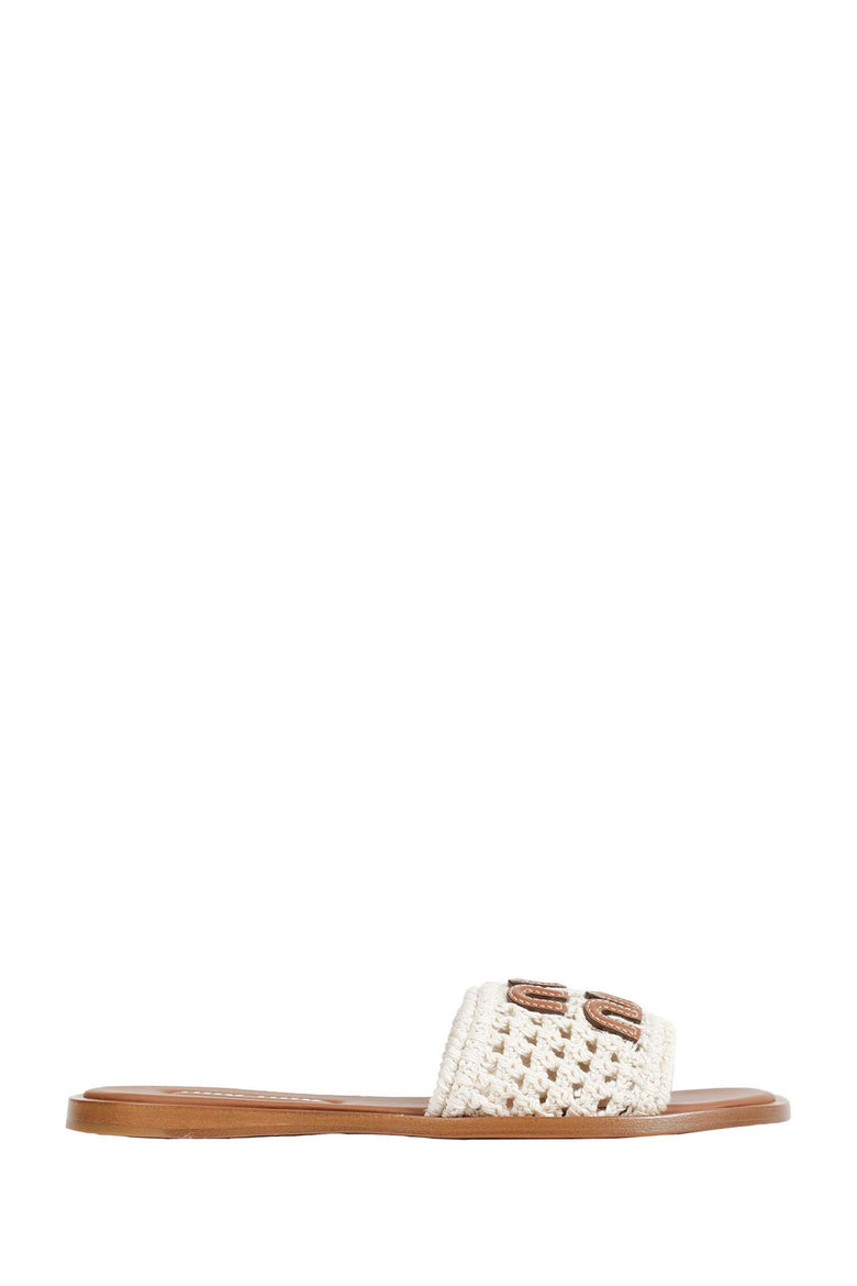 MIU MIU Crochet And Leather Slides woman