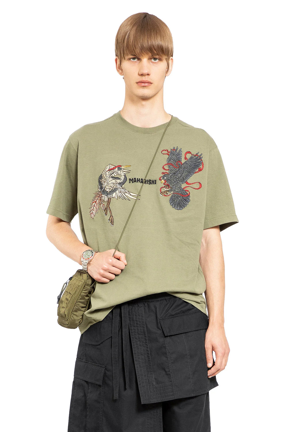 Black Crow White Heron T-Shirt - Antonioli.eu