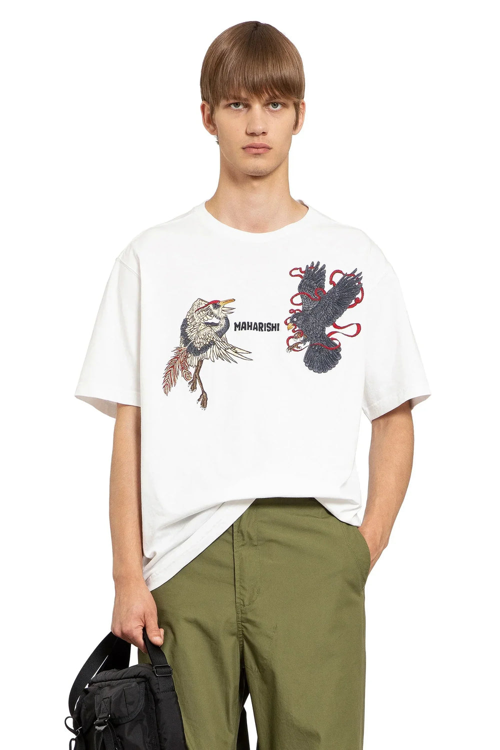 Black Crow White Heron T-Shirt - Antonioli.eu