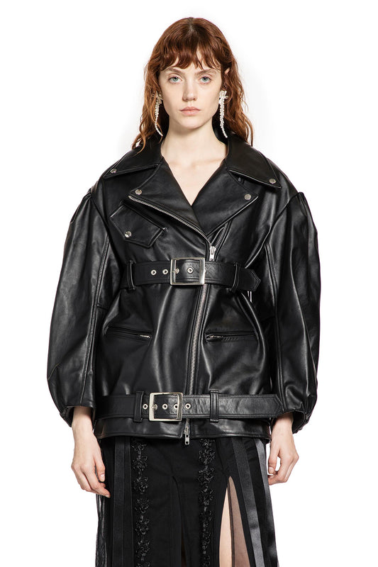 Puff Sleeve Multi Belt Biker Jacket