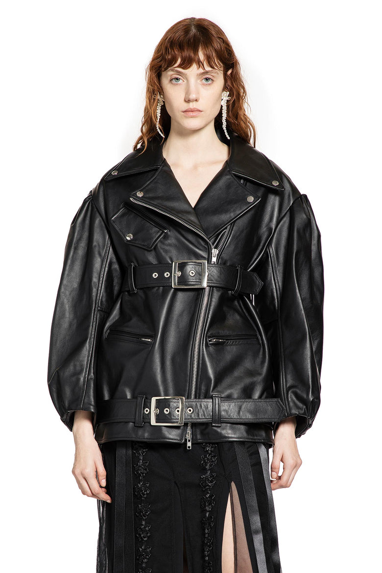 Puff Sleeve Multi Belt Biker Jacket
