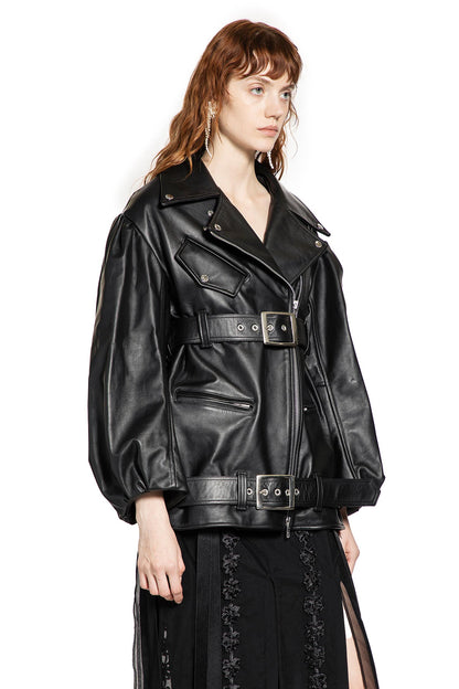 Puff Sleeve Multi Belt Biker Jacket