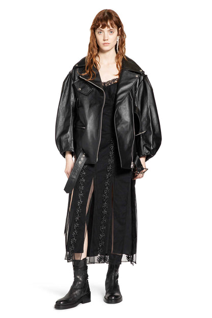Puff Sleeve Multi Belt Biker Jacket
