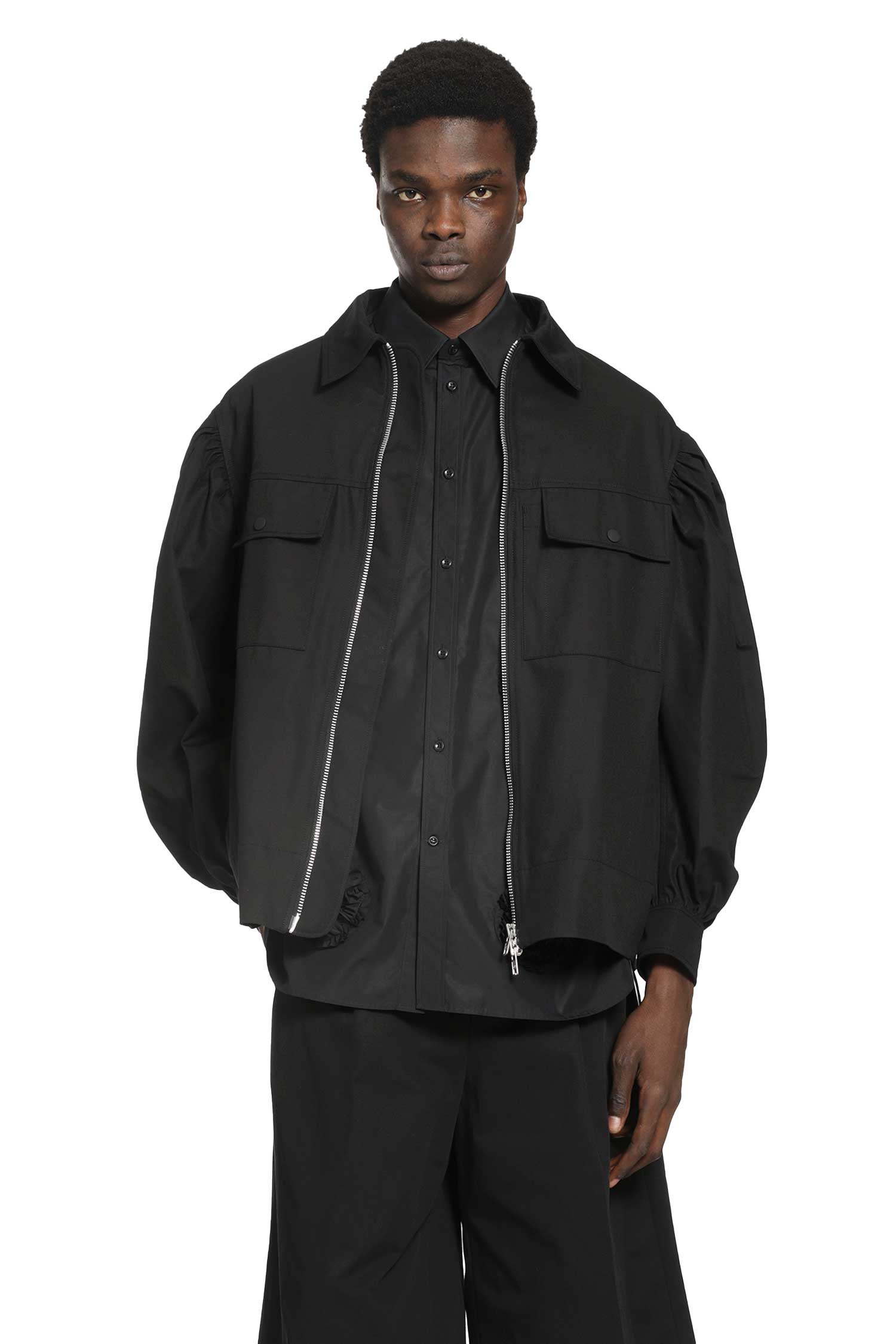 Puff Sleeve Utility Pen Pocket Jacket