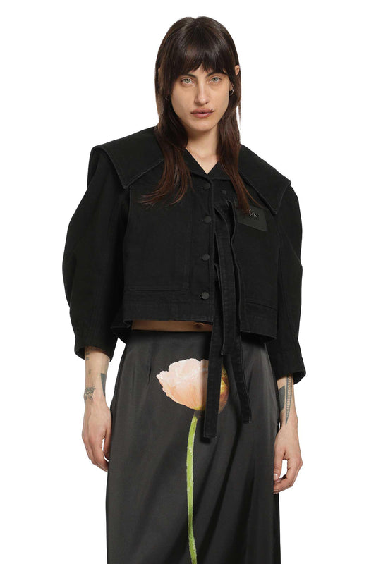 Cropped Sailor Collar Workwear Jacket