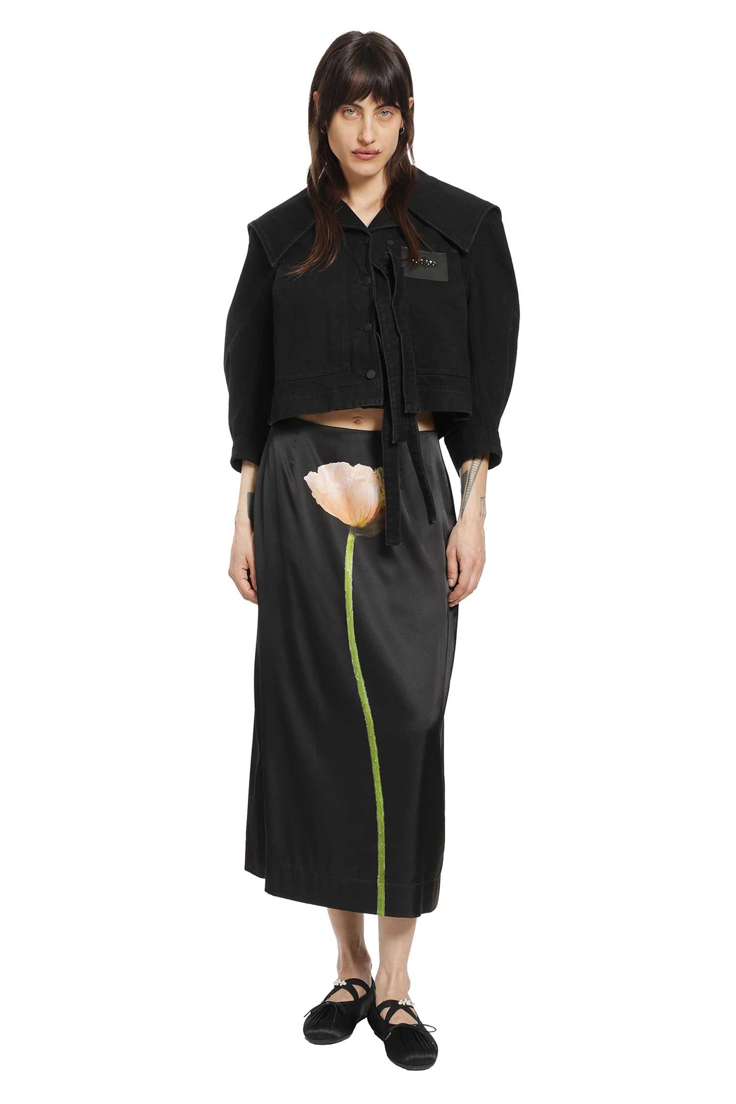 Cropped Sailor Collar Workwear Jacket