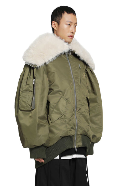 Oversized Split Hooded Bomber Jacket
