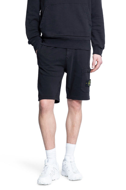 STONE ISLAND MAN BLACK SHORTS & SKIRTS