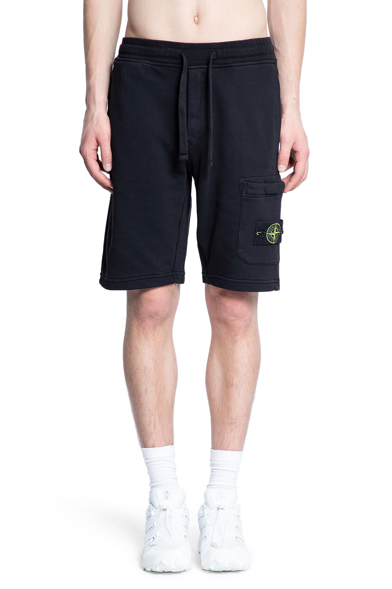 STONE ISLAND MAN BLACK SHORTS & SKIRTS