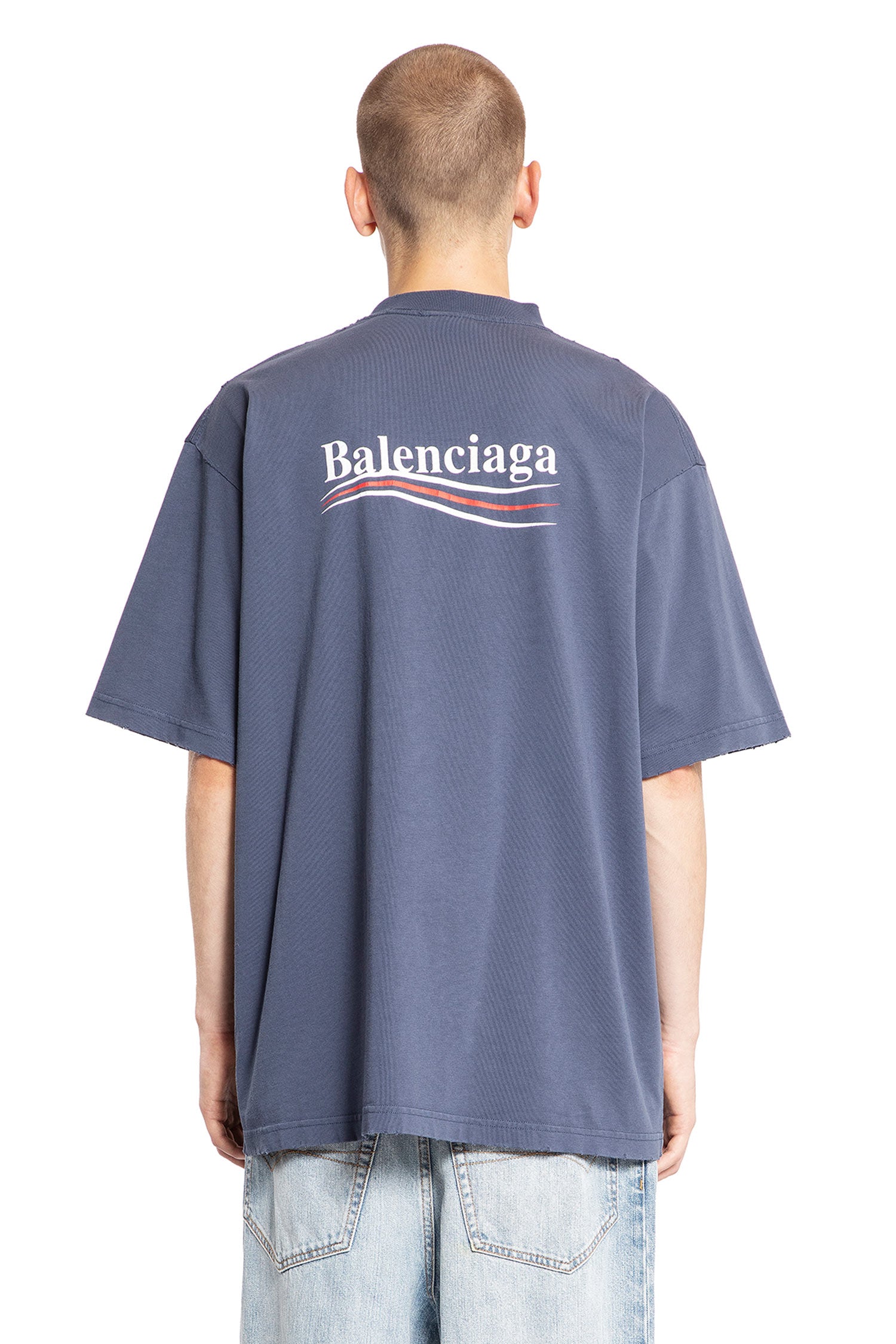 BALENCIAGA MAN BLUE T-SHIRTS & TANK TOPS