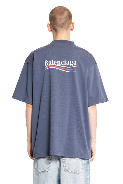 BALENCIAGA MAN BLUE T-SHIRTS & TANK TOPS