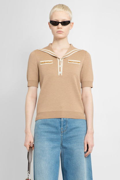 GUCCI WOMAN BEIGE T-SHIRTS & TANK TOPS