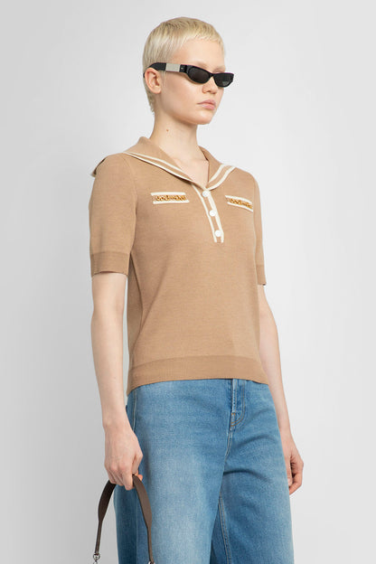 GUCCI WOMAN BEIGE T-SHIRTS & TANK TOPS