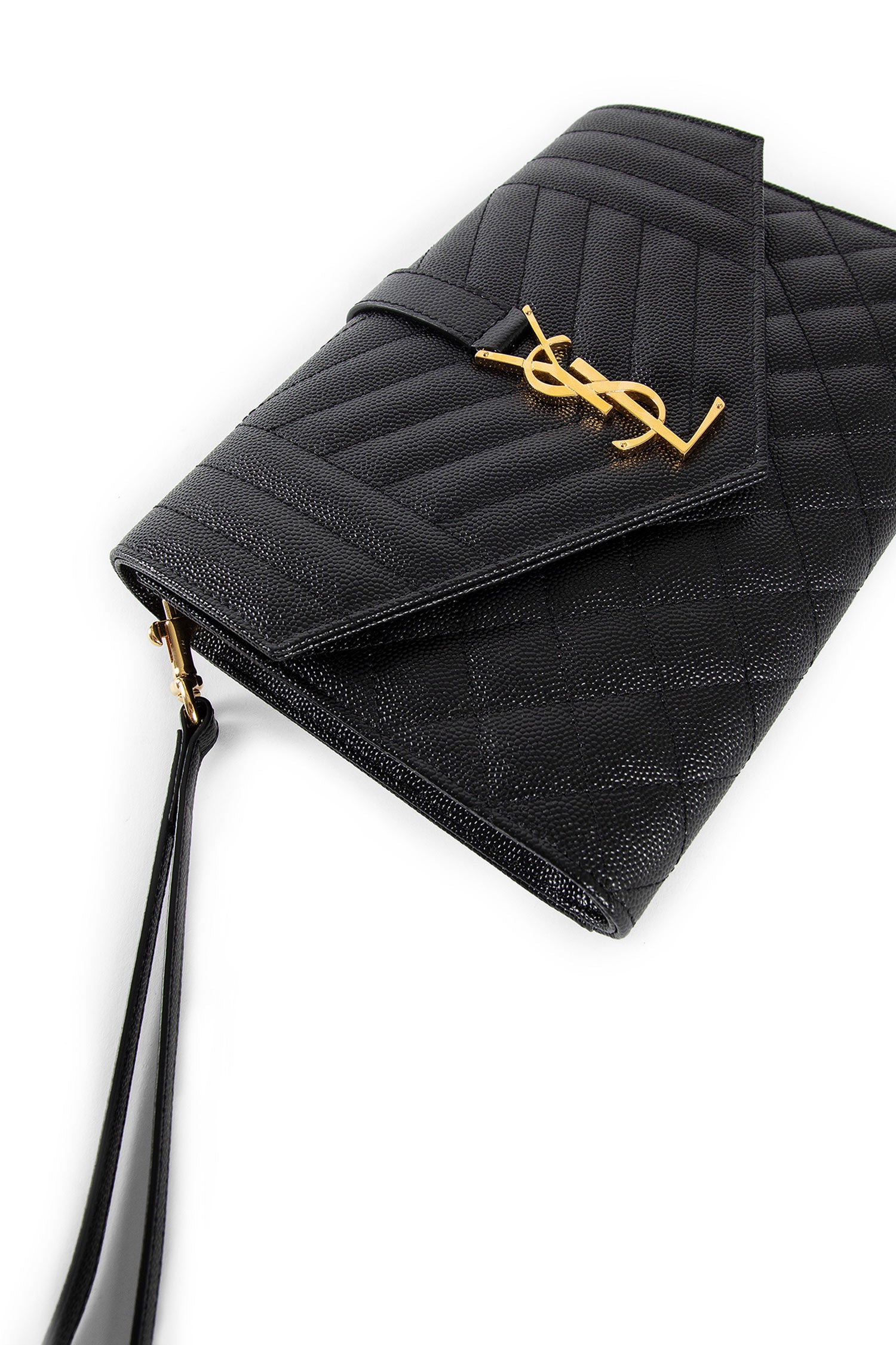 Envelope flap puoch mix matelassé embossed leather