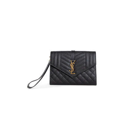 Envelope flap puoch mix matelassé embossed leather
