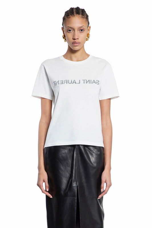 SAINT LAURENT WOMAN WHITE T-SHIRTS & TANK TOPS