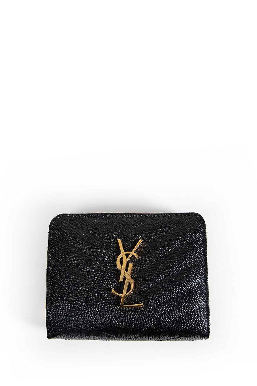 SAINT LAURENT Cassandre Matelassé Compact Zip Wallet woman